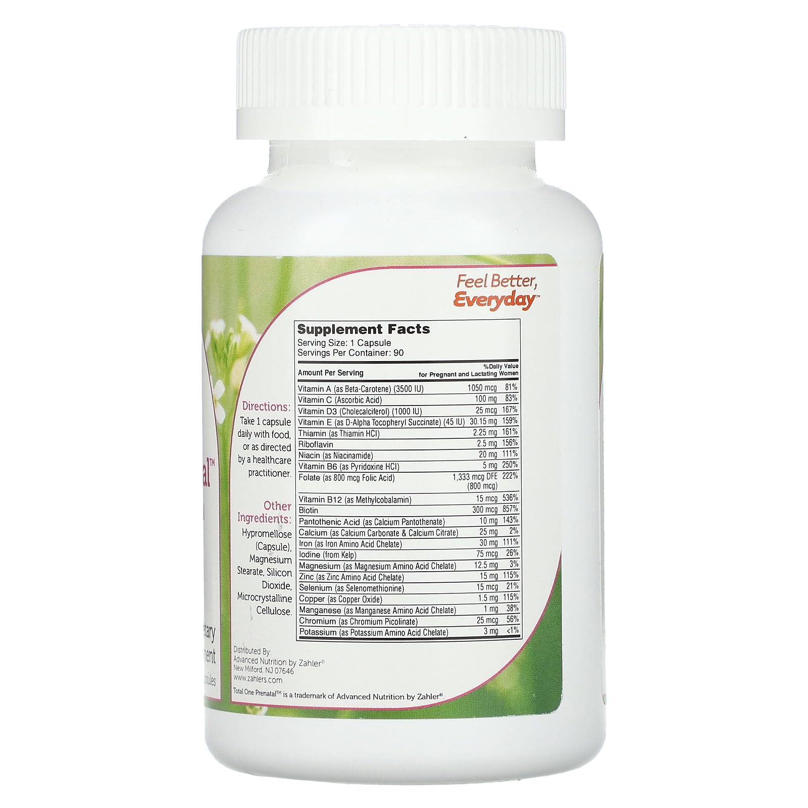 Zahler Total One Prenatal, Essential Once-Daily Prenatal, 90 Capsules